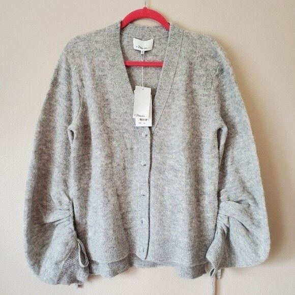 3.1 Phillip Lim Lofty Alpaca Wool Gray Cardigan Sweater Size Small - Picture 2 of 9
